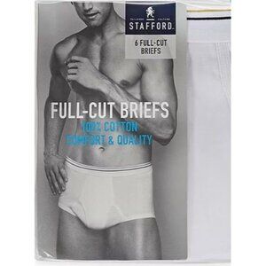 Stafford Full-Cut Men's 6 Pack Briefs 302852 White Size 32
